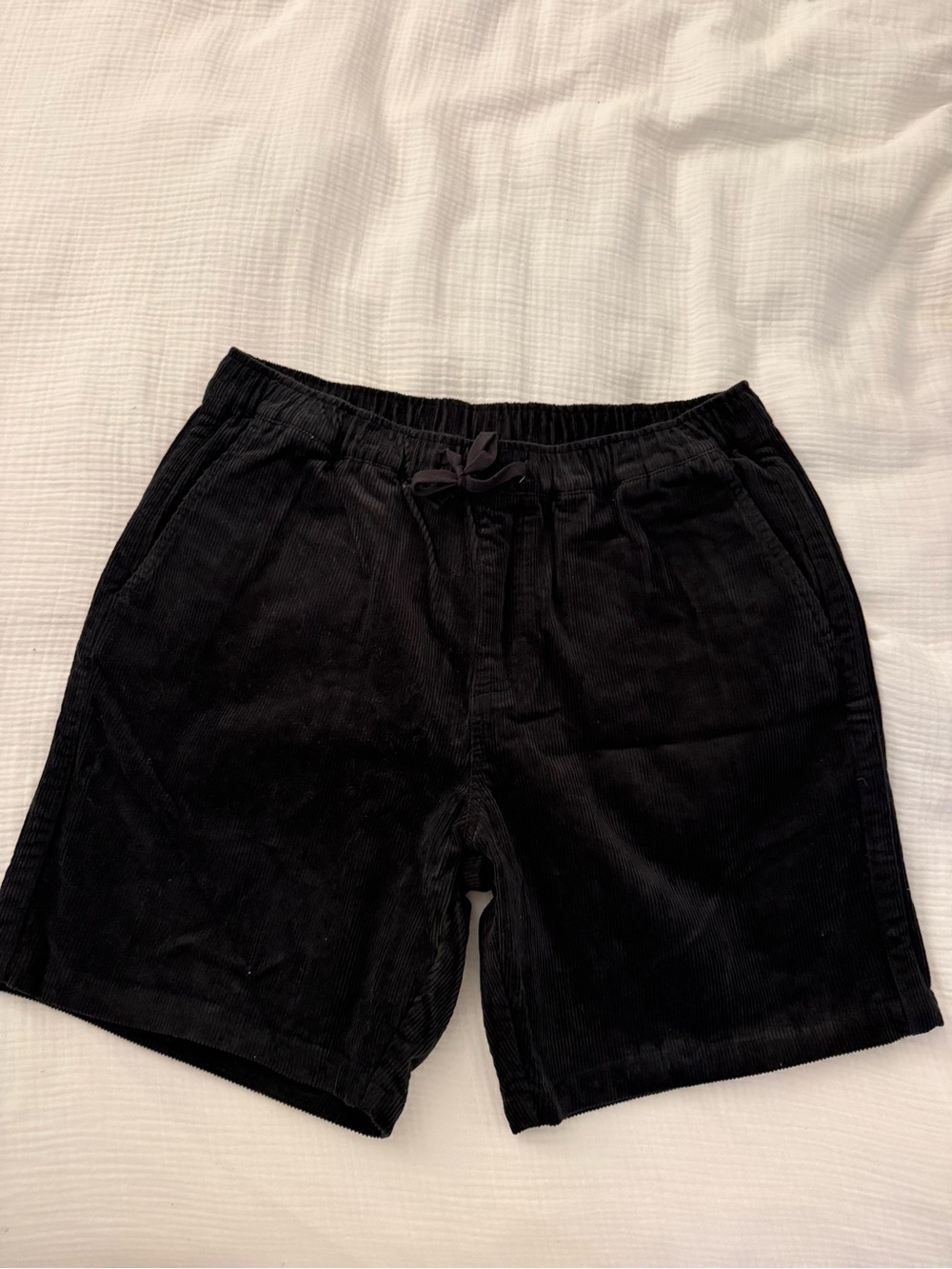 Katin Black Corduroy Drawstring Flat-Front Shorts